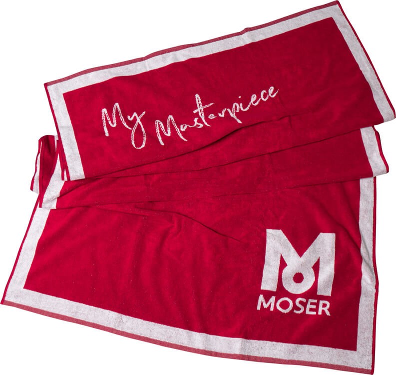 Moser Badetuch rot mit Logo weiß